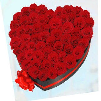 100 Heart Box Red Roses -Romance