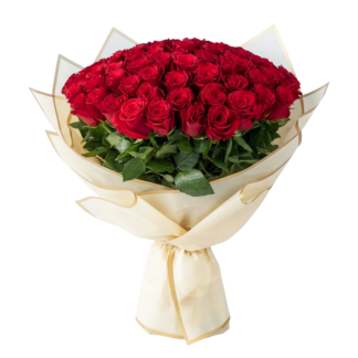 100 Red Roses White Bouquet | Valentines Day Flowers