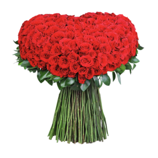 300 Red Roses Heart Shape Bouquet | Valentines Day Flowers