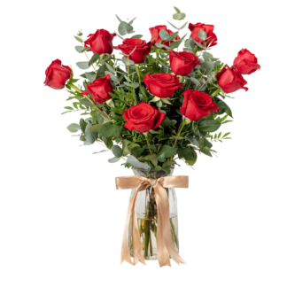 12 Red Roses In Vase | Valentines Day Flowers