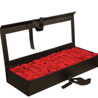 100 Luxury Red Roses Black Box | Valentines Day Flowers