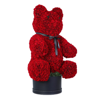 400 Red Spray Roses Teddy Bear | Valentines Day Flowers