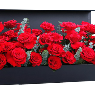 50 Red Rose In Black Box | Valentines Day Flowers