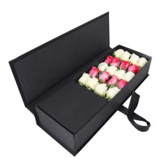 20 Pink and Cream Roses in Black Box | Valentines Day Flowers